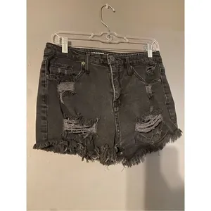 Mossimo Supply Co Black Distressed High Rise Short Denim Shorts Size 8 thumbnail 2
