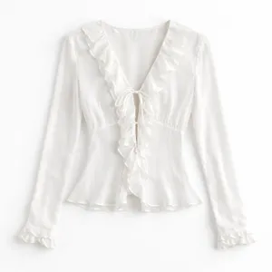 Lucy Paris Ruffle NIAMH‎ Blouse Sheer Romantic V-Neck Size Medium New with Tags thumbnail 2