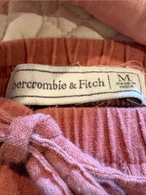 Abercrombie & Fitch Drawstring lined Pants linen blend in Dusty Pink thumbnail 3