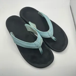 Olukai Ohana Women Flip Flop Sandals Light Blue Black Beach Casual size 9 thumbnail 2