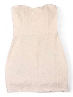Windsor White Strapless Floral Embossed Jacquard Bodycon Mini Dress Medium thumbnail 1