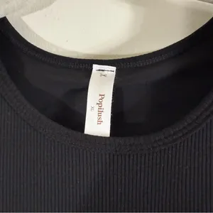 NWT Popilush No Shaper Modal Sleeveless Unlined Black Ribbed Mini Tank Dress XL thumbnail 7