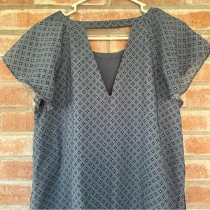 Abercrombie Fitch Flutter Sleeve Shift Dress Women’s Small S Blue Geometric thumbnail 7