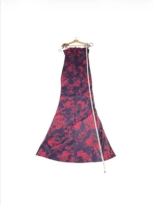 Marthea Floral Mermaid Maxi Dress M Purple Pink Bodycon Y2K Slip Spaghetti Strap thumbnail 8