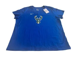 Nike Milwaukee Bucks NBA Womens V-Neck T-Shirt Blue‎ XXL DU5569-480 NEW thumbnail 1