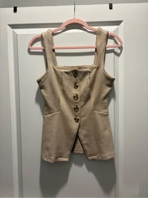 Maeve Anthropologie Structured Longline Vest XS Soft Camel NWT thumbnail 3