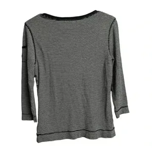 Lauren Ralph Lauren Women's Top Black Cream Stripes 3/4 Sleeves Large thumbnail 8