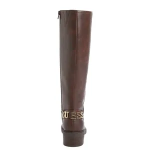 NEW GUESS padmaa riding boots Gold Spell Out Logo Chocolate Brown 8 thumbnail 3