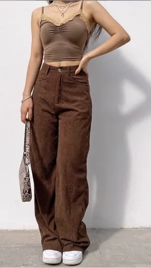 Yesstyle Dark Chocolate Brown Wide Leg Corduroy Pants thumbnail 1