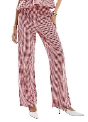 The Frolic Straight Leg Trouser in Red Gingham, Size 8​ thumbnail 1