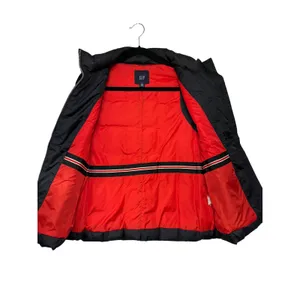 Gap Black Down Puffer Vest Medium Quilted Full Zip Red Lining RN54023 thumbnail 3