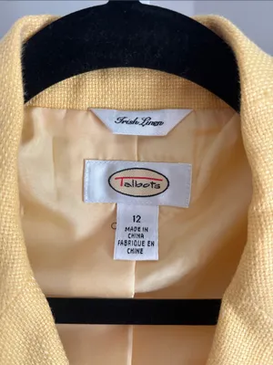 Talbots Butter Yellow Women’s Irish Linen Blazer Classic Tailored Jacket Sz 12 thumbnail 5