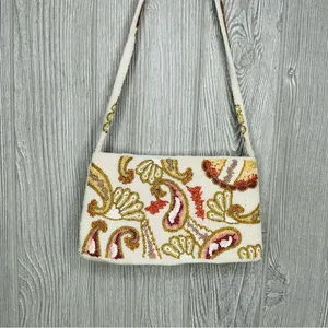 Vintage Walborg Seed Beaded Evening Bag clutch purse with beaded strap thumbnail 1