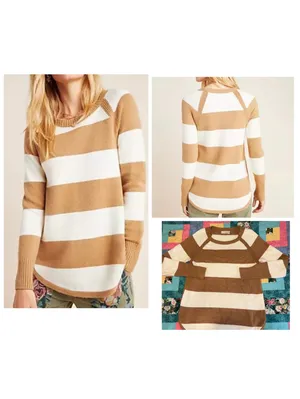 Anthropologie Rebekah Tunic Sweater Woman’s M Striped Sweater Medium thumbnail 2