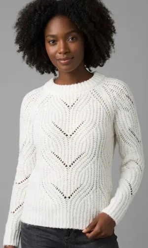 Kensie White Pointelle Knit Chevron Crewneck Sweater Size Large NEW thumbnail 1