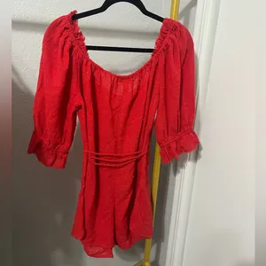 FREE PEOPLE Intimately Get Your Romper On Romper in red thumbnail 3