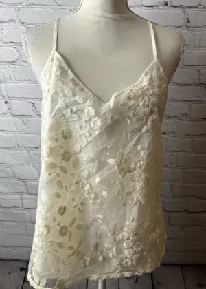NWT Anthropologie E by Eloise Elegant Cream Floral Lace Women's Top size medium thumbnail 1