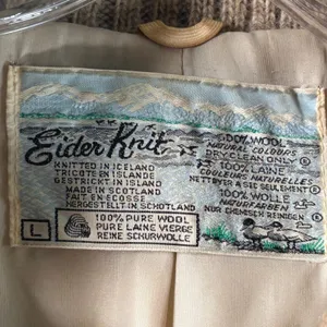 Eider Knit Wool Full Zip Cardigan Sweater Womens Large Tan Icelandic Scotland thumbnail 4