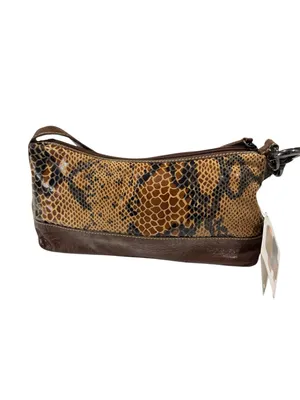 Wilsons Leather Faux Snakeskin Shoulder Bag NWT Brown Python Print Baguette thumbnail 4