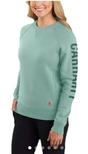 Carhartt Sweatshirt Womens XL Sage Green Relaxed Fit Embossed Arm Logo thumbnail 1