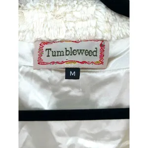 TUMBLEWEED | M | Jacket Coat Fuzzy Furry Cropped Off White Faux Fur Women thumbnail 6