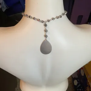 Pomina Gray Beaded Necklace with Medallion thumbnail 1