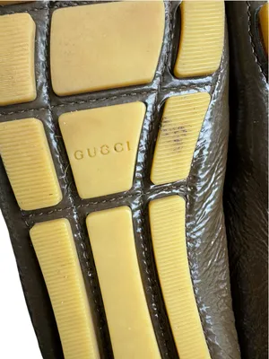 Gucci Driving Moccasins Flats Patent Crinkle Leather Brown 36.5 thumbnail 8