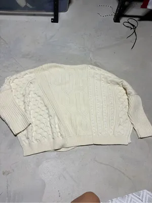 Anthropologie Maeve Cream Cable Knit Women's Sweater x-large thumbnail 9