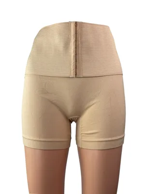 Women's Beige High Rise Waist Trainer Tummy Control Girdle Shapewear Shorts S/M thumbnail 2