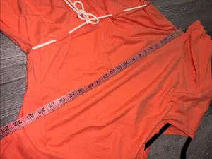 Free People NWOT Money Romper in a vibrant coral-orange shade, size XS thumbnail 8
