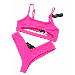 Yandy Neon Pink Cutout Two Piece Bikini Swimsuit NWT NEW thumbnail 5