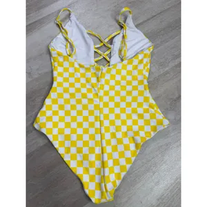 Dippin' Daisy's Bliss Swim One Piece Swimsuit Yellow Checkers Plaid Size Small thumbnail 6