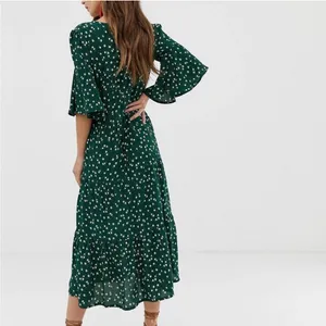 Faithfull The Brand Melia Floral Midi Dress in green white flowers WOMENS SMALL thumbnail 3