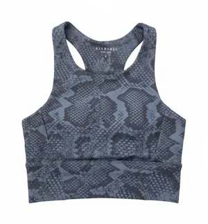 Allfenix Longline Snake Print Sports‎ Bra Grey Black Small EUC Removable Pads thumbnail 1