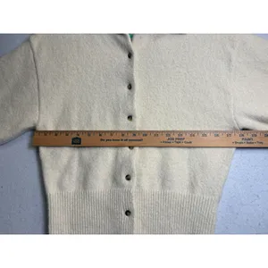 HM Cream Short Sleeve Knit Cardigan Collared Button Front Sweater Small thumbnail 8