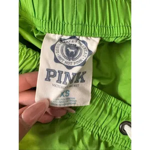 PINK Victoria’s Secret Y2K Green Athletic Shorts XS Low Rise Drawstring thumbnail 6