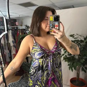 ICE V-Neck Paisley Satin Slip Mini Dress Purple Y2k thumbnail 5