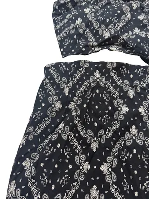 Garage Black White Paisley Outfit Bandana Crop Skirt Set Lace Small Women's thumbnail 9