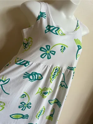 Diane Von Furstenberg Maxi Dress with coastal fish & Floral Print 100% cotton thumbnail 4