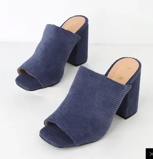 Lulus Blue corduroy mules raelynn thumbnail 1