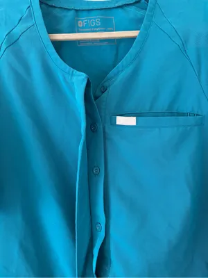 Figs Scrub Top Women Technical Collection Hidden Button Front Size XXL Blue thumbnail 2