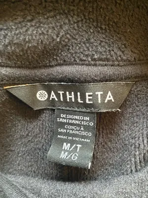 Athleta Cozy Karma Asym Fall Sweatshirt Dress Black Yoga Athleisure M thumbnail 7