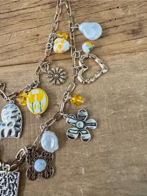 HTF Free People Maxamillion Charm Necklace Gold Silver Yellow ~ SOLD OUT! thumbnail 7