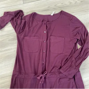 Lively Jumpsuit Pajamas‎ Sleepwear Burgundy Long Sleeve Drawstring Pockets L thumbnail 6