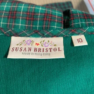 Vintage‎ 80s Susan Bristol Forrest Green Plaid Corduroy Jumper Dress Embroidery thumbnail 8