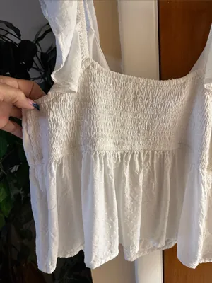 Hollister White Ruffle Strap Tie-Front Peplum Camisole thumbnail 6