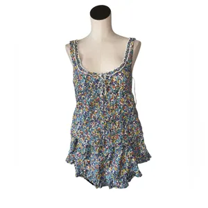 NEW $148 Free People Ellia Primary Floral Ellia Printed Smocked Ruffle Set 2pcs thumbnail 8