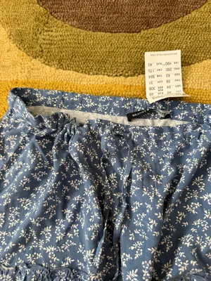 NWT Brandy Melville Blue White Floral Print Drawstring Low Rise Mini Skirt OS thumbnail 2