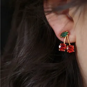 Cherry Gemstone Earrings Gold thumbnail 4