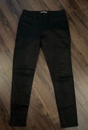 Reiss black coated animal print mid rise jeans pants 30 thumbnail 1